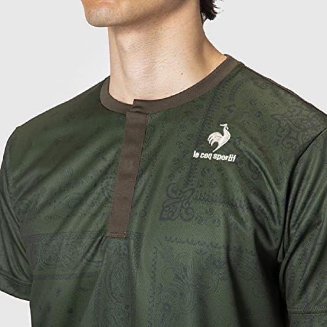 ルコックスポルティフ テニスウェア 半袖ＴシャツQTMSJA10緑 メンズL新品