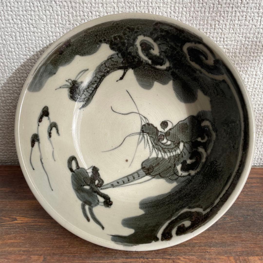 昭和中期 龍構図海老文様 染付小鉢 5枚揃い 昭和レトロ 和食器 古器
