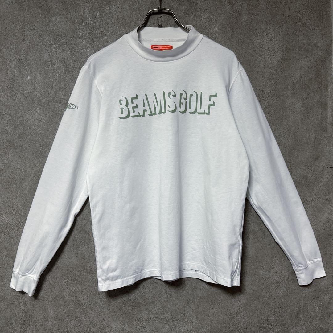 BEAMS GOLF ビームスゴルフ モックネック 長袖 ロゴ ホワイト L