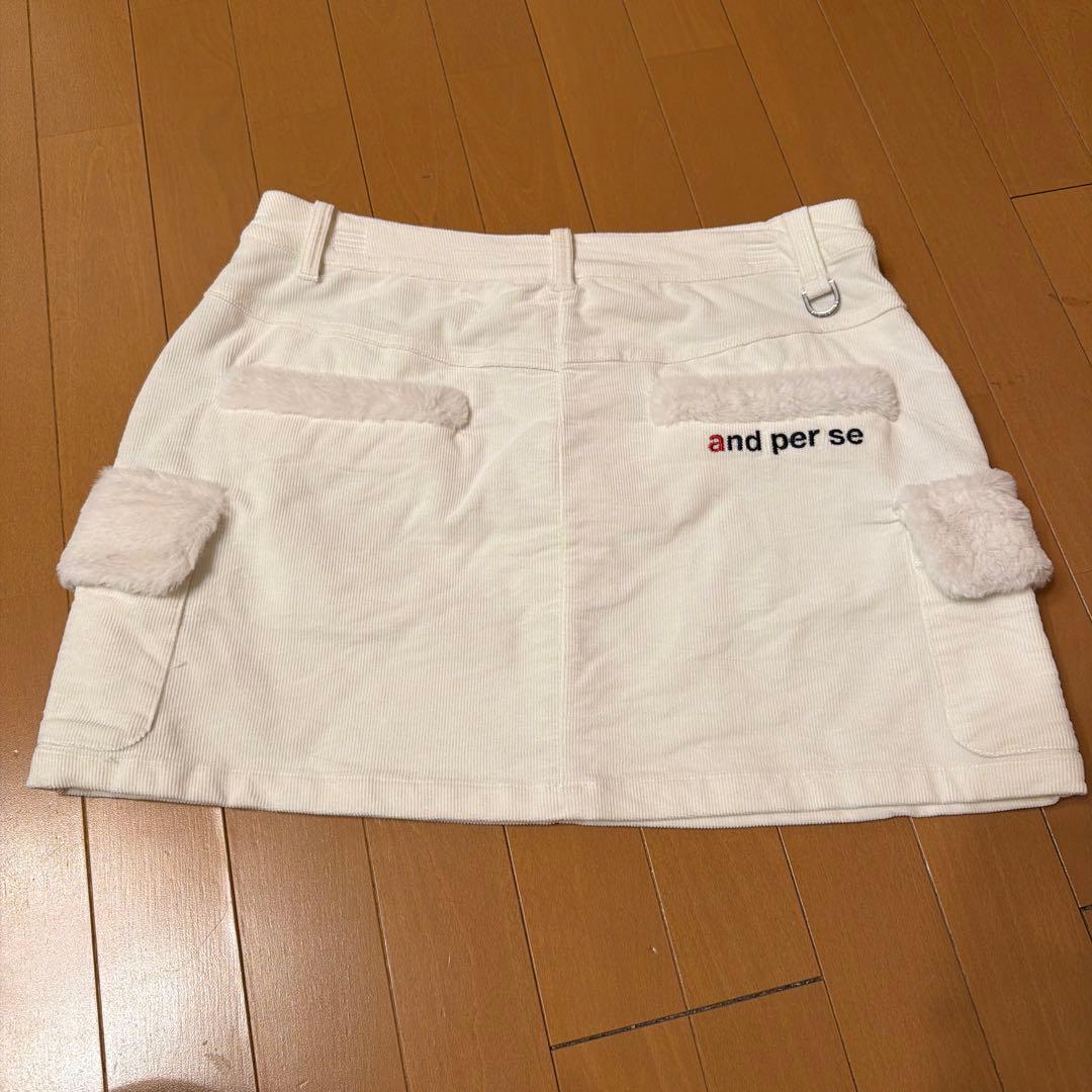 and per se（アンパスィ）スカート　コーデュロイ　ホワイトＬＬ