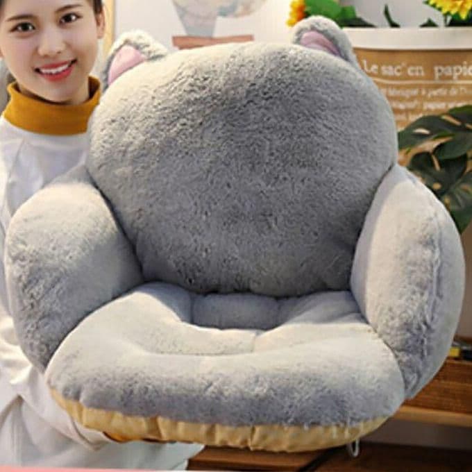 ４個セット 猫のチェアクッション☆　椅子 クッション 座椅子 猫 グレー