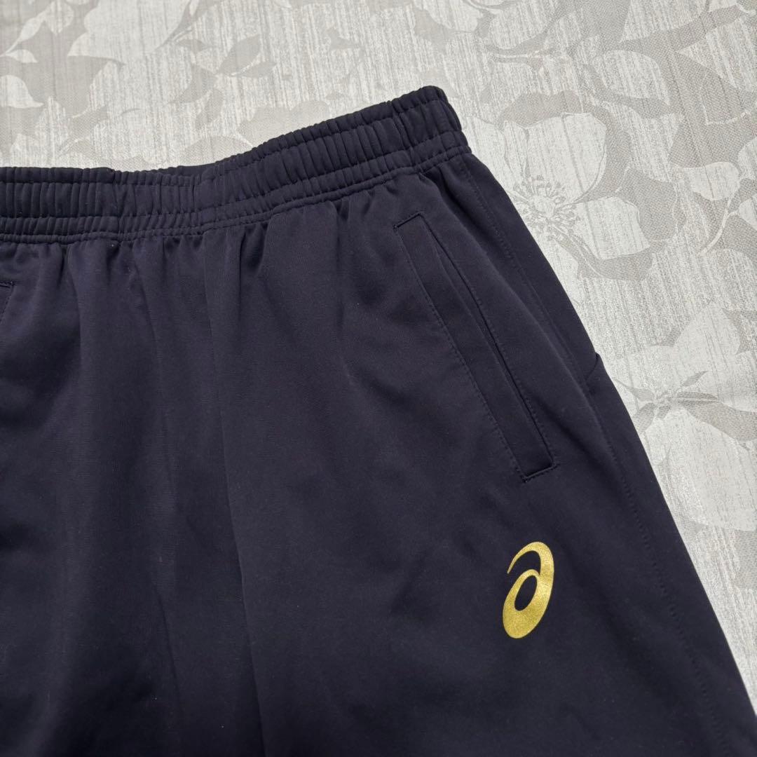 asics トレーニングパンツ　ジャージ下（M）ネイビー系スポーツ　ロゴプリント