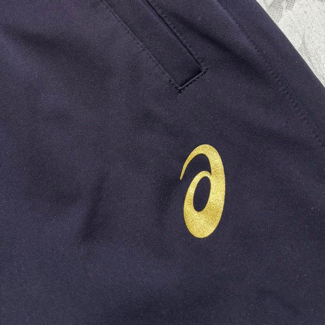asics トレーニングパンツ　ジャージ下（M）ネイビー系スポーツ　ロゴプリント