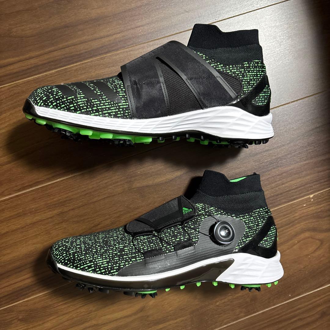adidasCodechaosBOAゴルフシューズ黒×グリーンスパイク　30cm