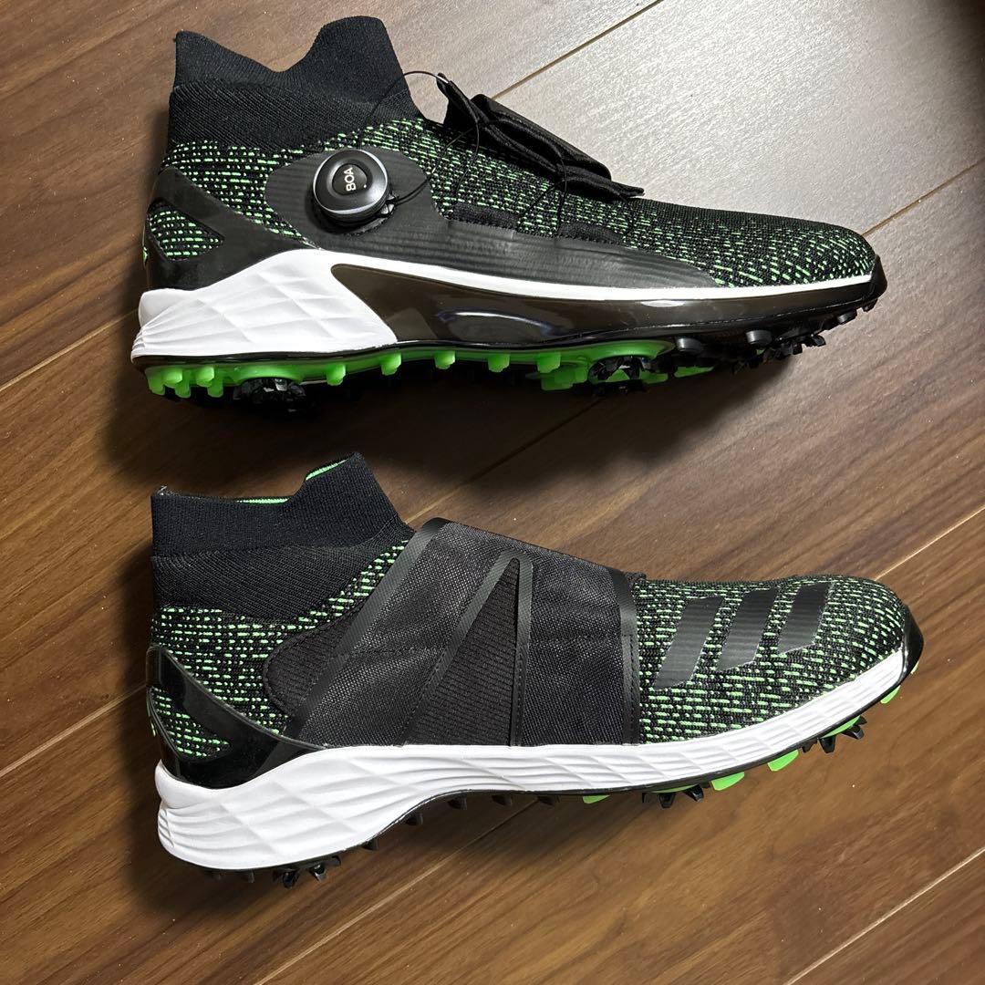 adidasCodechaosBOAゴルフシューズ黒×グリーンスパイク　30cm