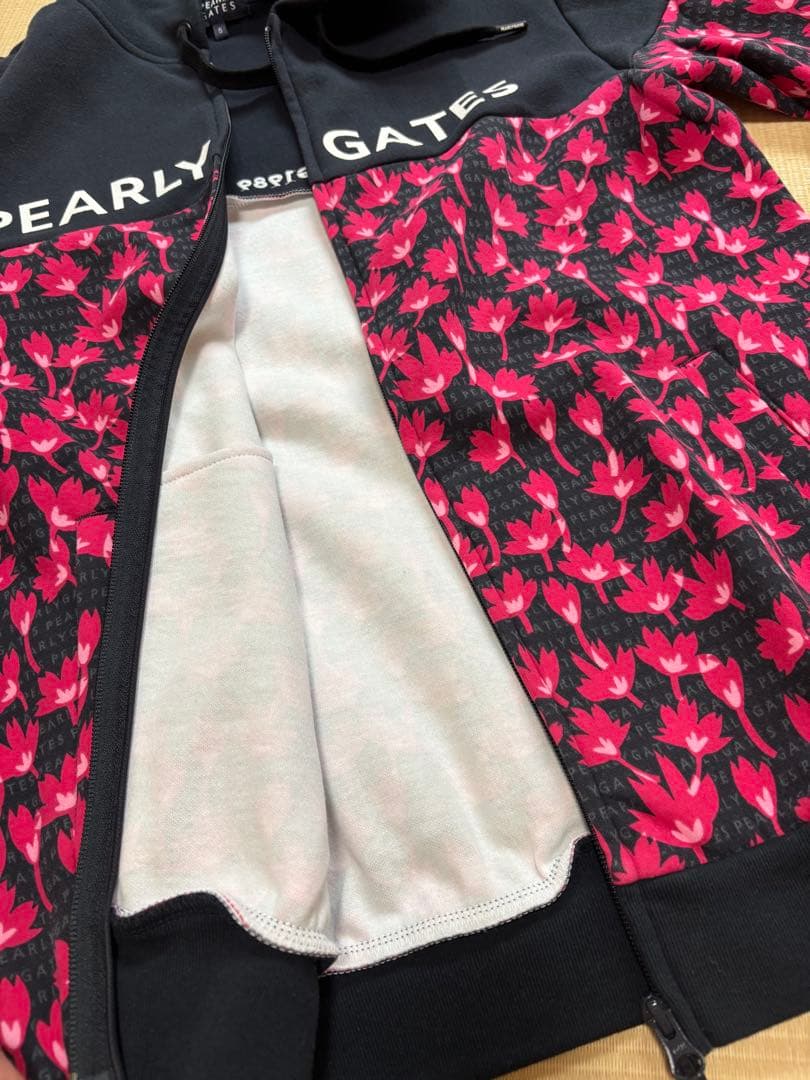 [美品]PEARLY GATES 桜柄　フード付きパーカー　５サイズ