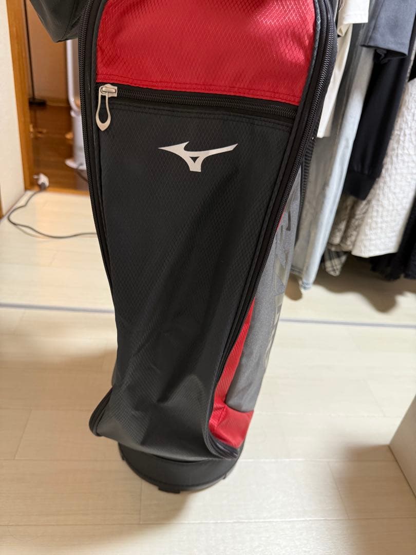 【美品】MIZUNO ミズノ T-ZOID ゴルフバック キャディバッグ 黒 赤