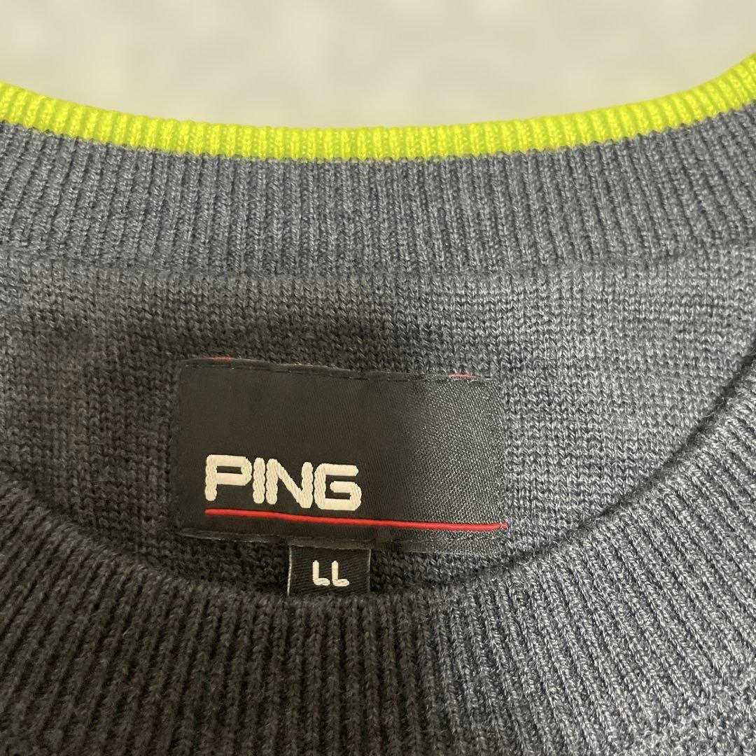 美品 PING ピン ゴルフ ニットセーター クルーネックLL