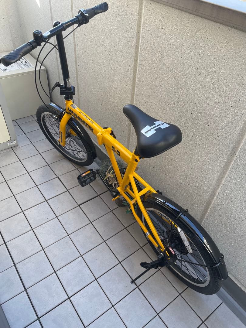 HUMMER 折りたたみ自転車 イエロー，キャンプ，可変ギア，2024年購入