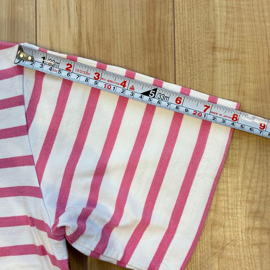 【美品】バーバリアン ラガーシャツ カナダ製 ピンク ボーダー クリーニング済L