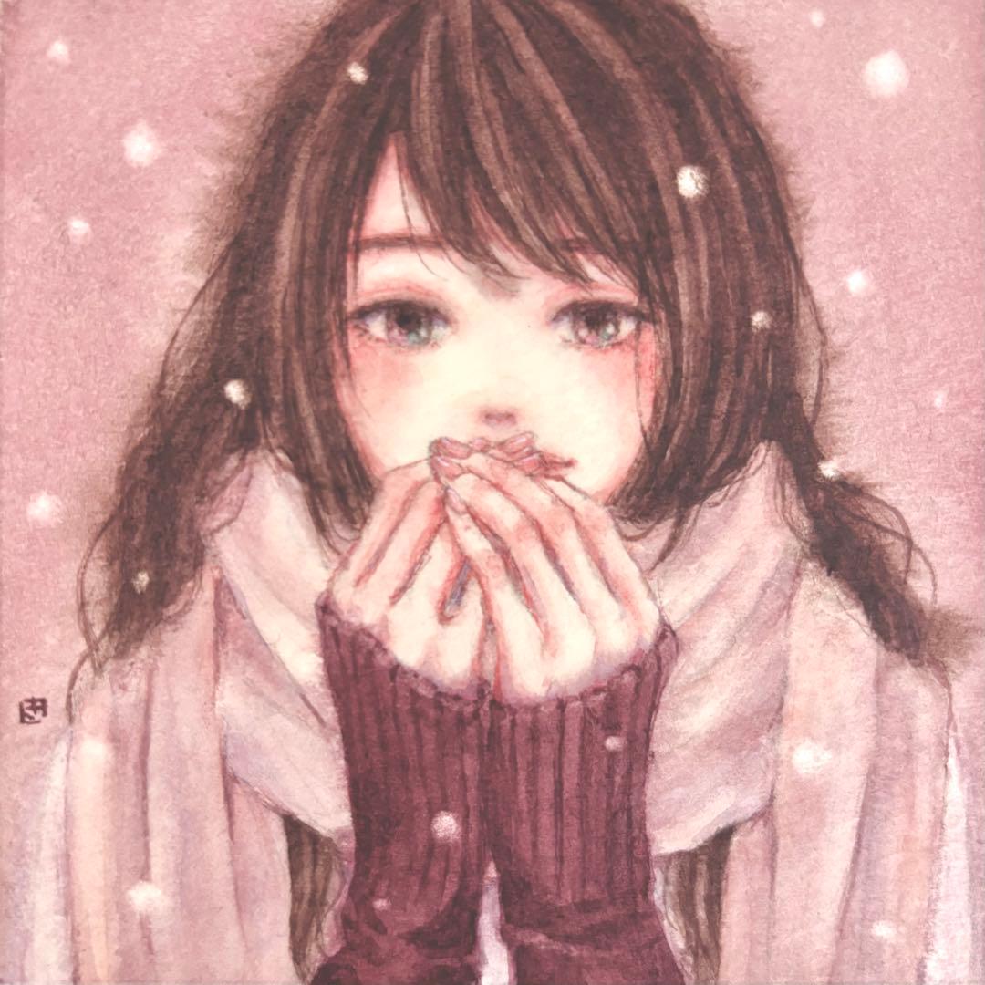 『いっぱい』（手描きイラスト・オリジナル・絵画・水彩画・人物画・原画）