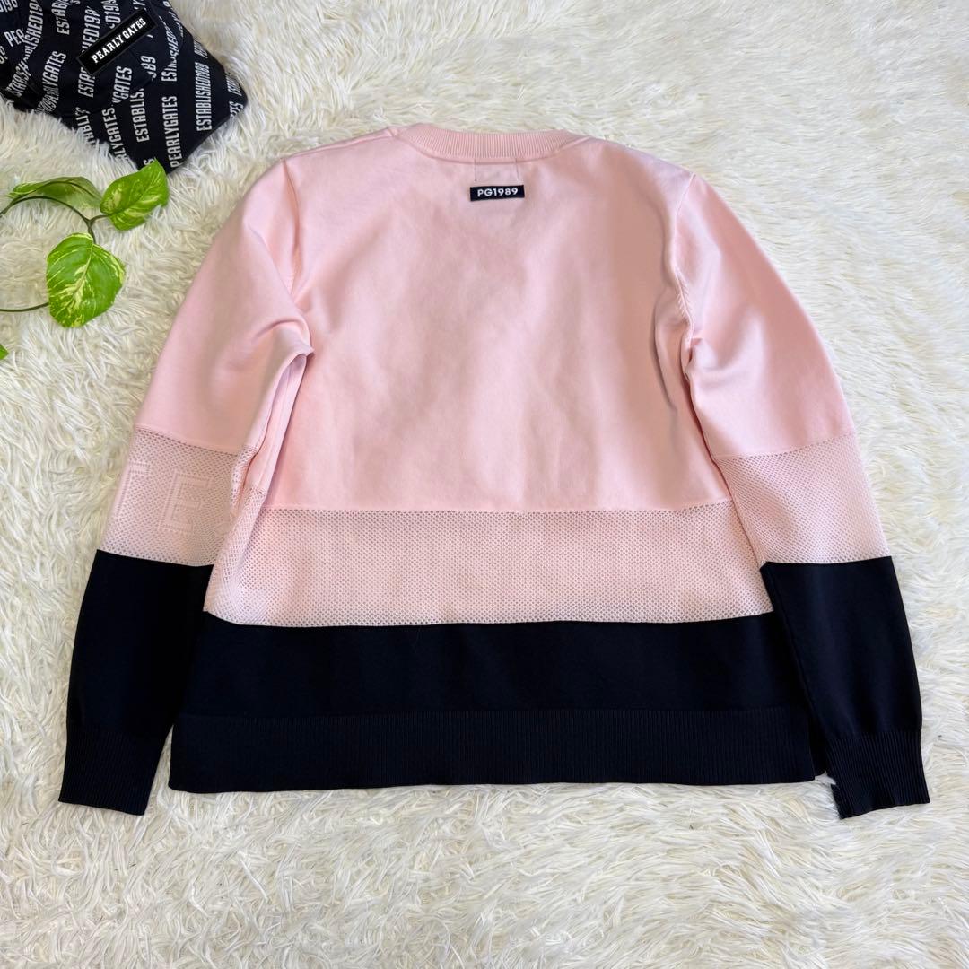 【パーリーゲイツ】美品 ニットセーター ピンク メッシュ 1サイズ レディース