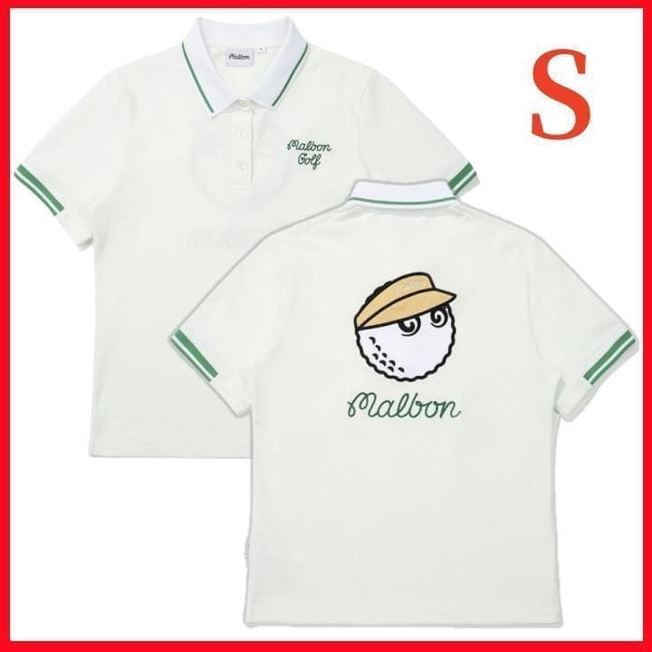 白色S マルボンゴルフ ポロシャツ Malbon Golf レディース シャツ