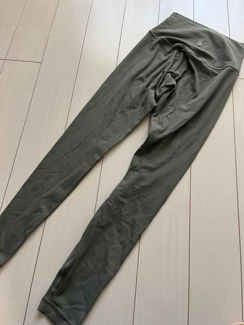 Lululemon カーキ リブ レギンス ルルレモン ピラティス ヨガ ウェア