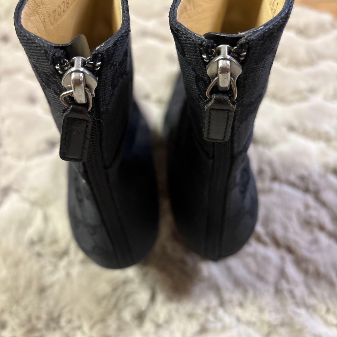 極美品！GUCCI シグネチャー　ブラック　ピンヒール　ブーツ