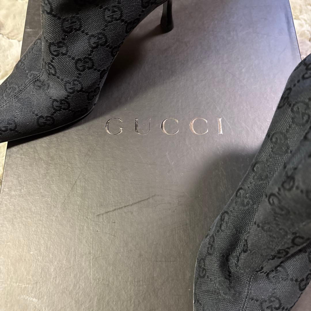 極美品！GUCCI シグネチャー　ブラック　ピンヒール　ブーツ