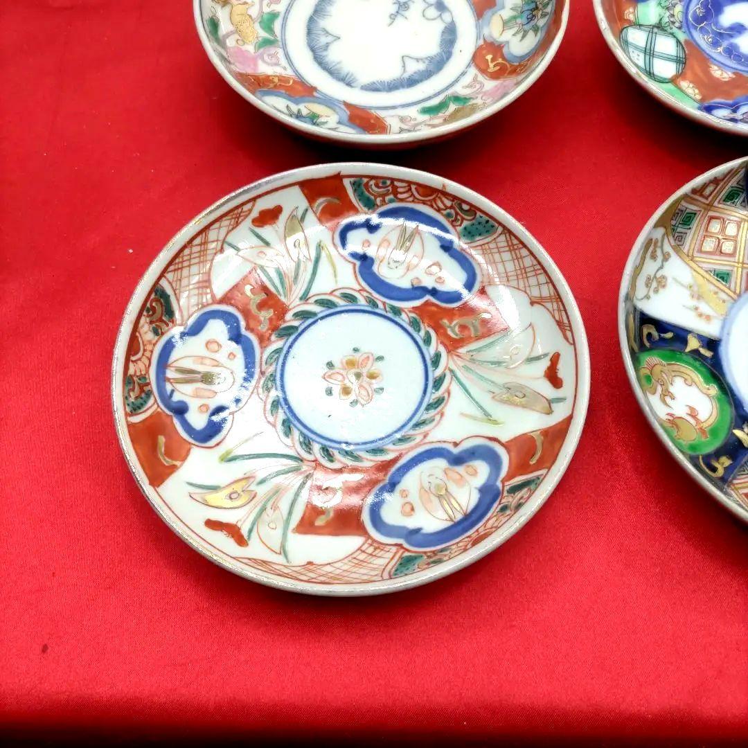 h*g様 有田焼伊万里焼古伊万里金彩色絵豆皿小皿なます皿4寸皿6種6客アソートセ