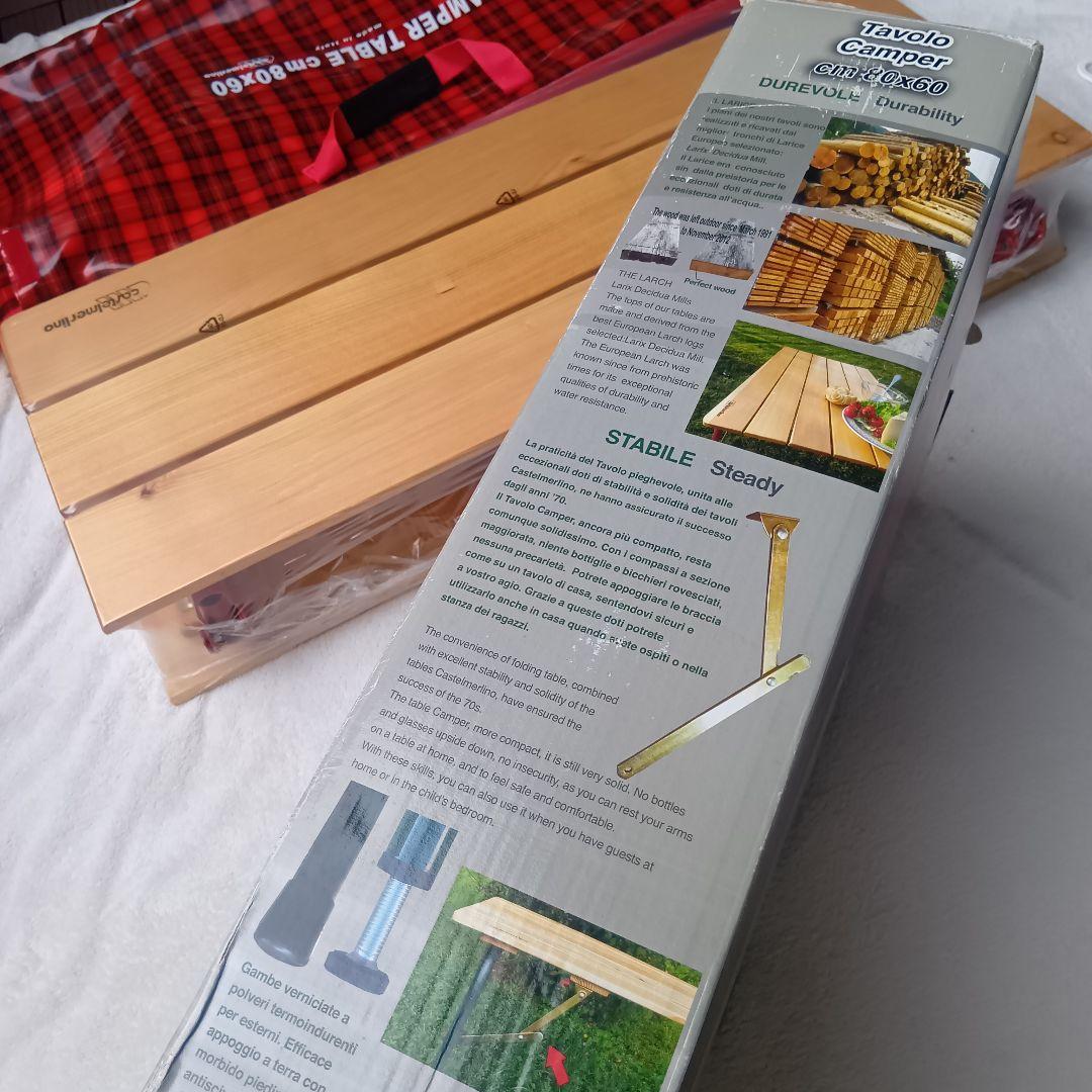 新品 CASTELMERLINO ハイ&ローキャンパーテーブル　80×60