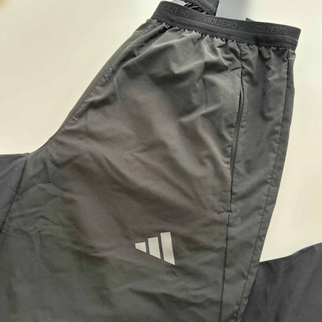 新品未使用　アディダス　メンズ黒ロングパンツ　ランニング　アディゼロ　 Lサイズ