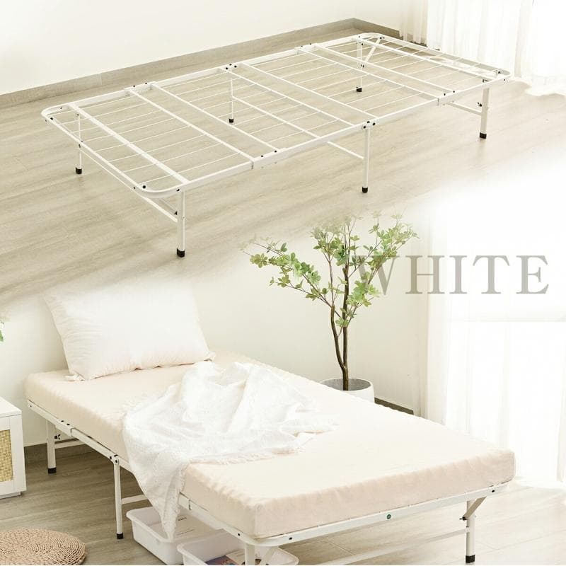 数量限定！パイプベッド 折りたたみベッド シングル 組立簡単 （S）WHITE