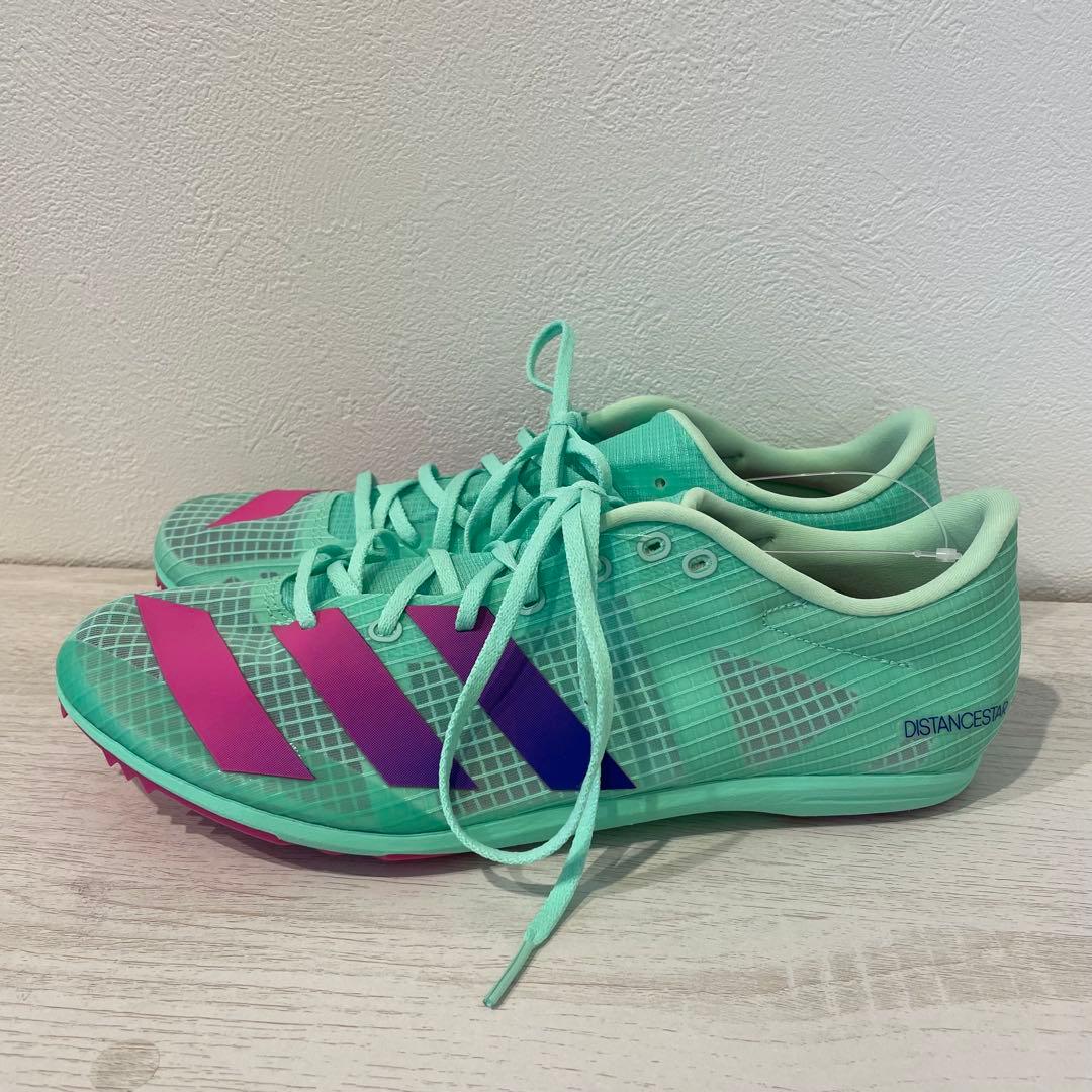 新品 adidas ディスタンススター 27cm 緑 陸上スパイク 中長距離