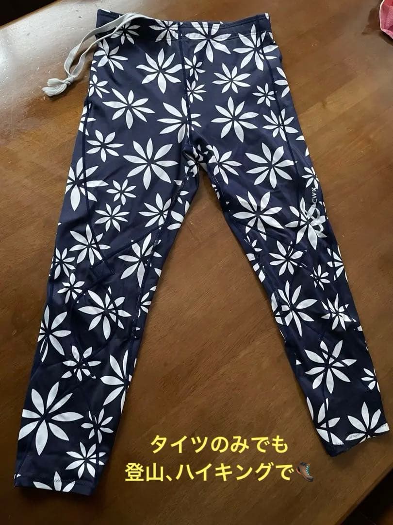 美品 cw-x 花柄ネイビー ウェアセット Mサイズ
