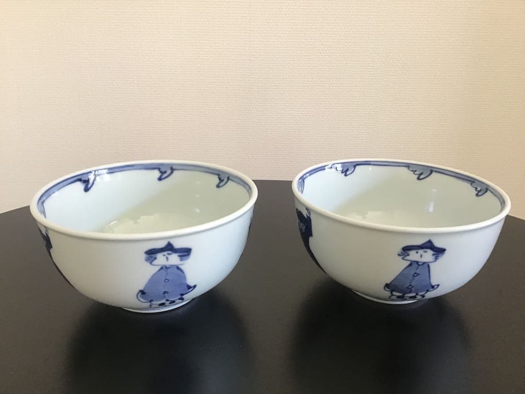 しん窯青花　5人異人玉渕4.5寸丼　2個