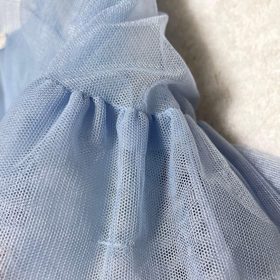 チャコット 水色 フリル　刺繍　リボン バレエ キッズ レオタード 130