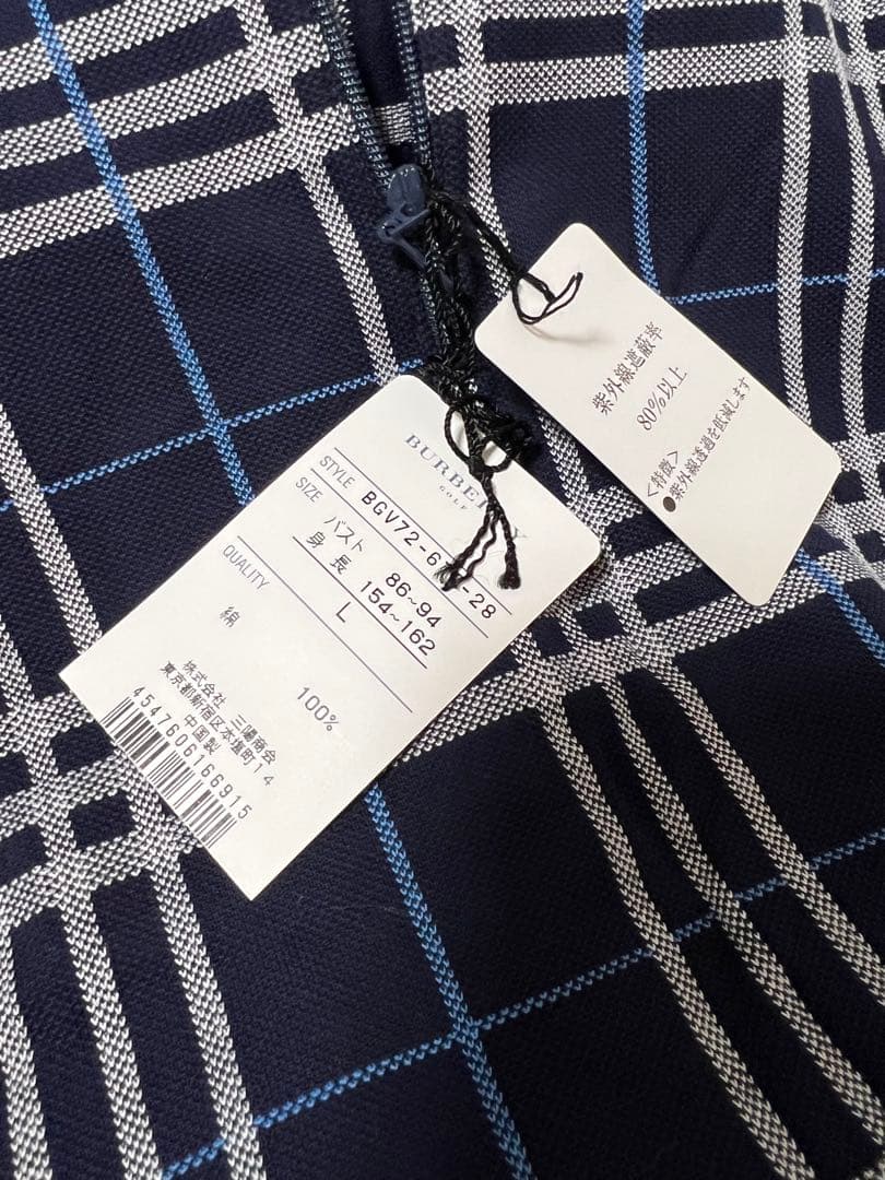 BURBERRY GOLF ネイビー ホワイトチェック柄シャツ