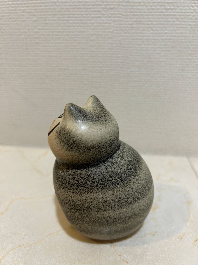リサラーソン ミア　猫の陶器フィギュア 灰色のストライプ