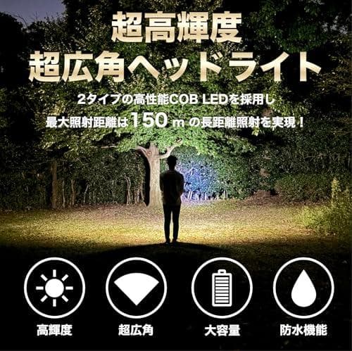 ヘッドライト LED 充電式 ネックライト 17時間点灯 ケース付き 超広角 p