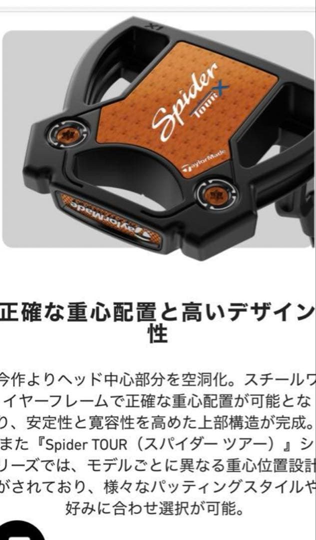 新品 テーラーメイド スパイダー ツアーX パター マキロイモデル 34インチ