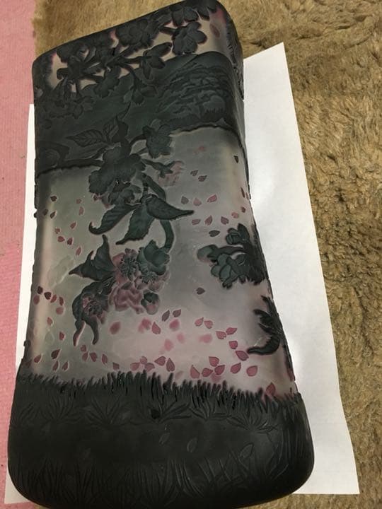 作家作品 ガラス花瓶 桜 お値下げしました。オークションしています‼️‼️