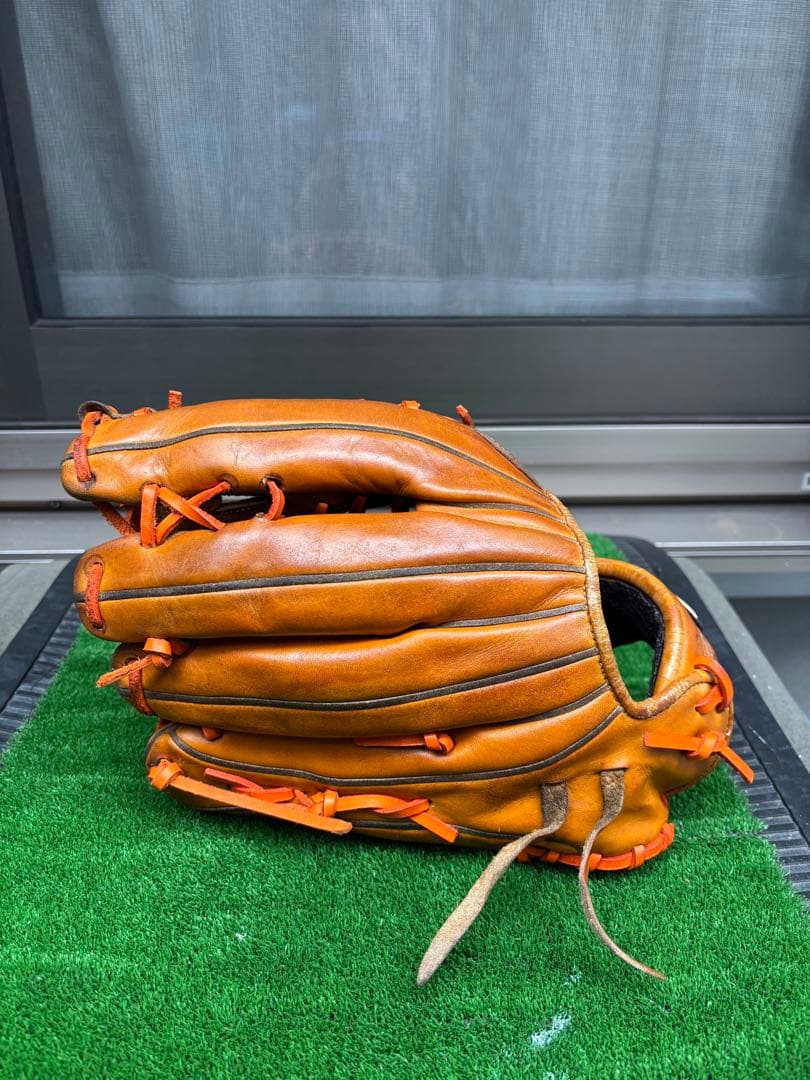 Mizuno グローバルエリート軟式外野手用野球グローブ オレンジ　(大人用)