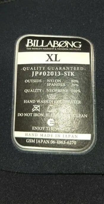 BILLABONG ウェットスーツ XLサイズ セミドライ 日本製 フルスーツ