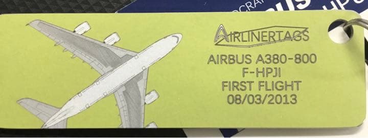エールフランスA380 Airlinertagフライトタグ　キーホルダー実機タグ