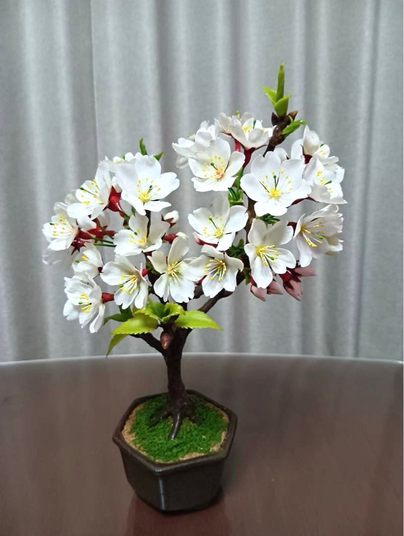 クラフト盆栽 ソメイヨシノNo.2 桜盆栽 造花 ハンドメイド
