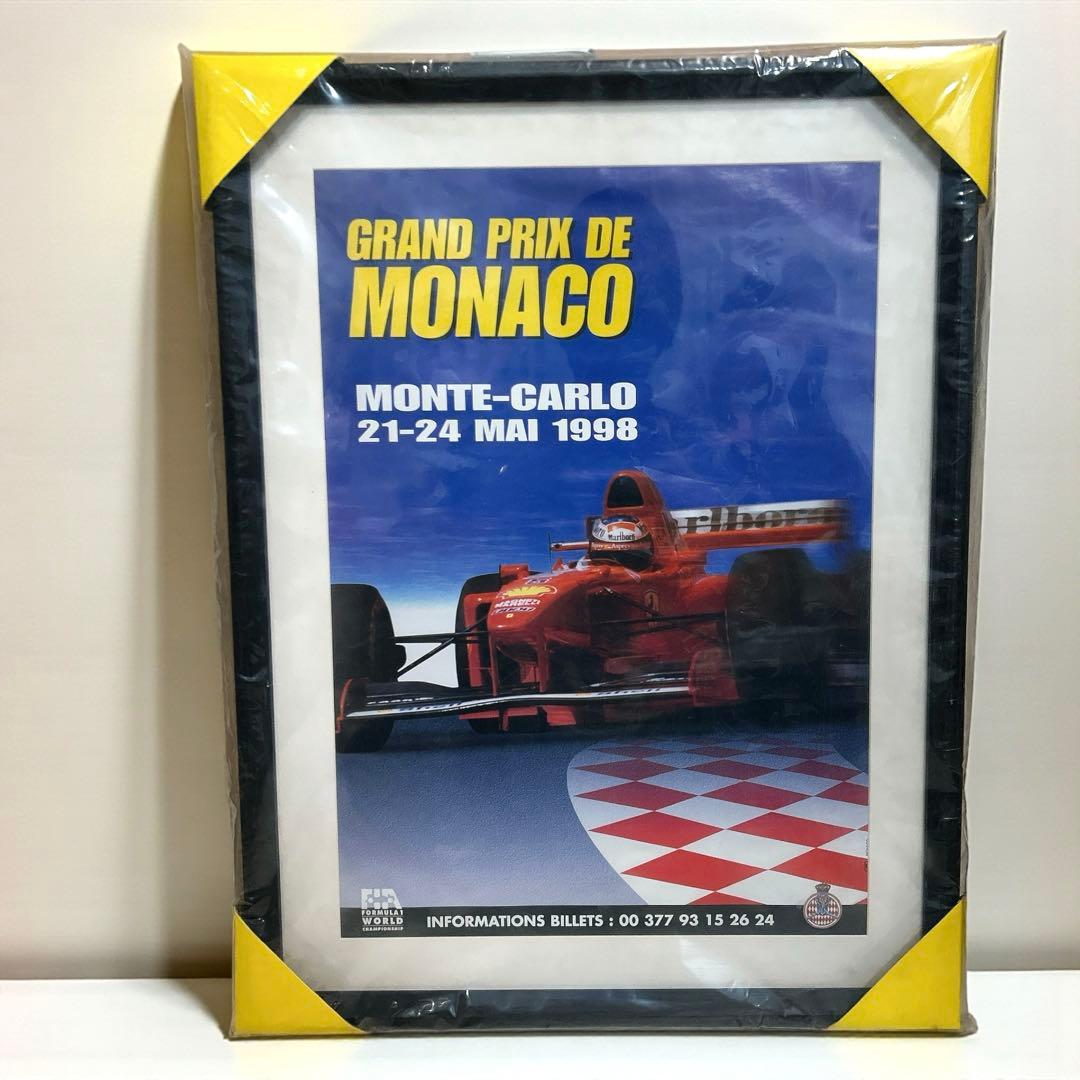 F1 モナコグランプリ フェラーリ 額装ポスター 1998 壁掛け マルボロ
