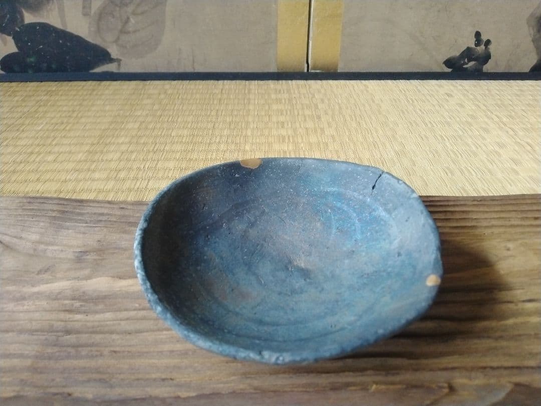 平安～鎌倉時代　瓦器小皿　骨董　古美術　発掘品　黒色土器　酒器　茶道具