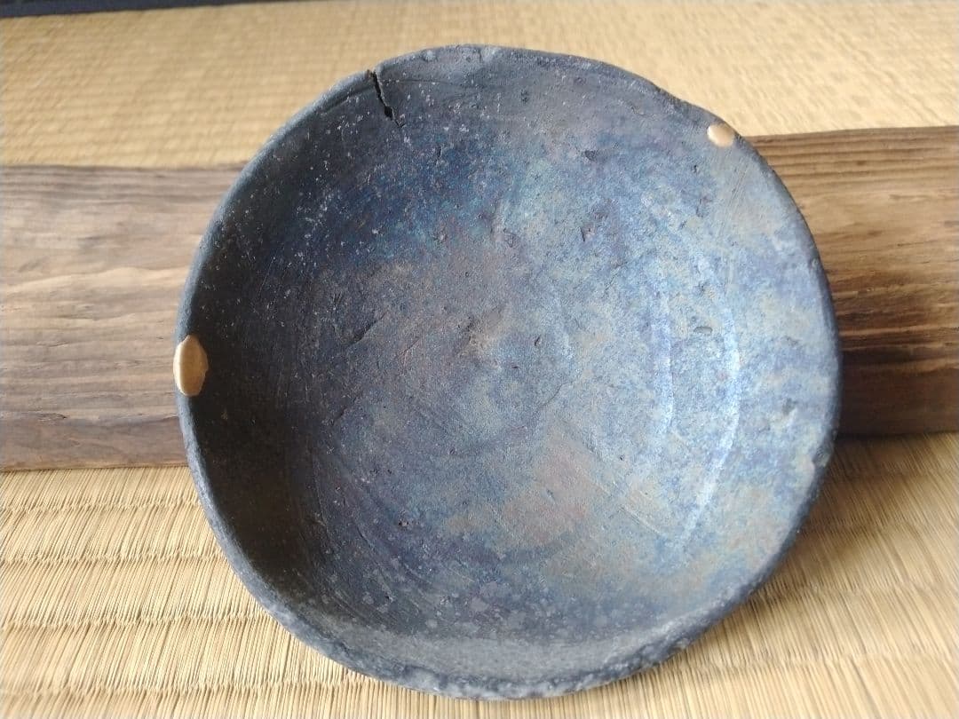 平安～鎌倉時代　瓦器小皿　骨董　古美術　発掘品　黒色土器　酒器　茶道具