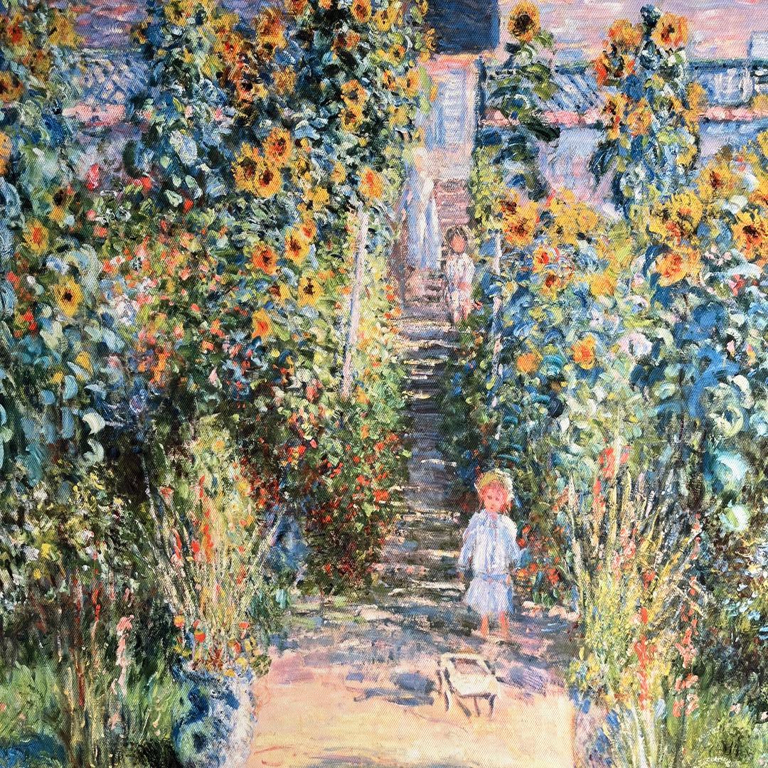 キャンバスプリントアート クロード・モネ ヴェトゥイユの画家の庭 額付 絵画