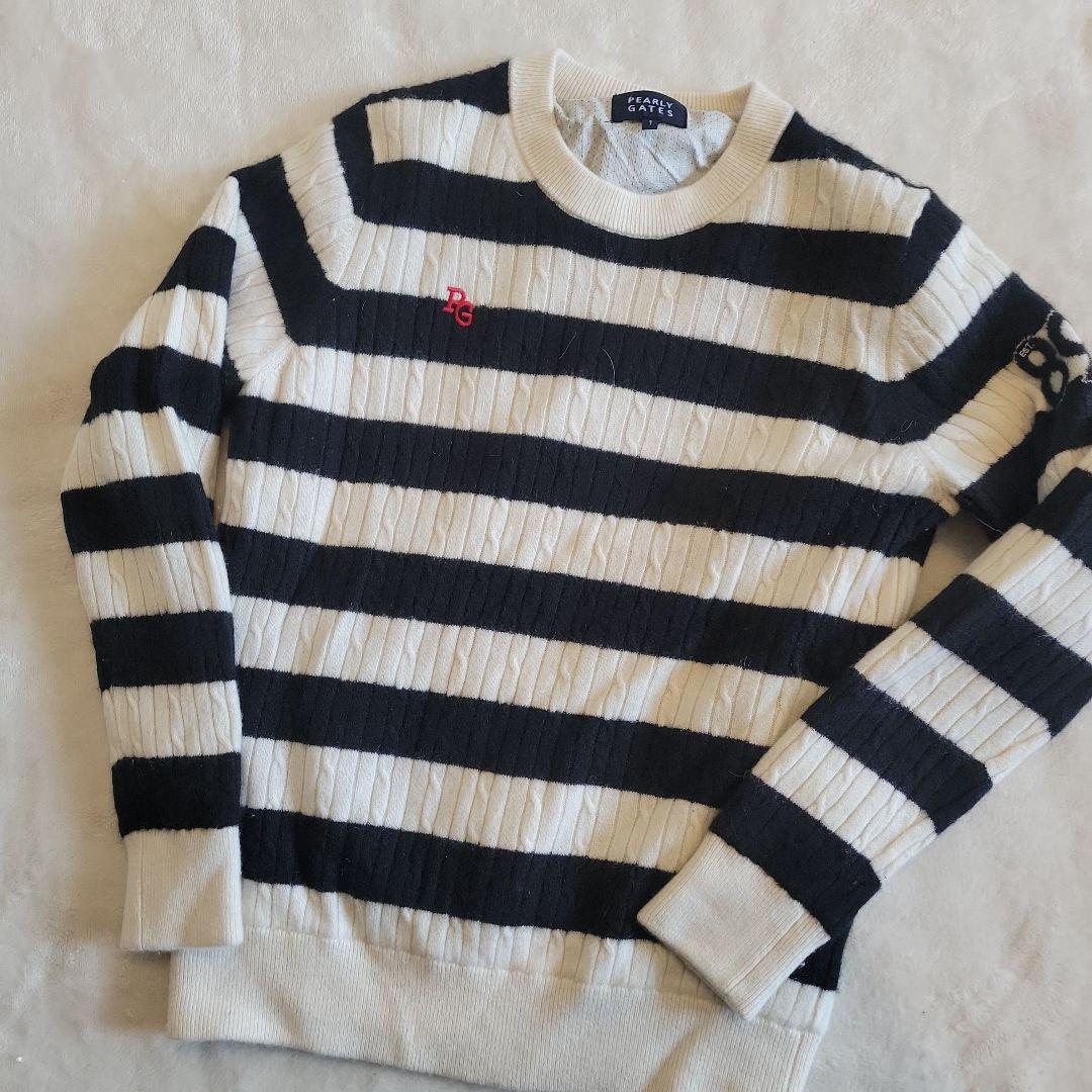 あったか裏地付きカシミヤ100％❤️PEARLY GATES ストライプニット☆