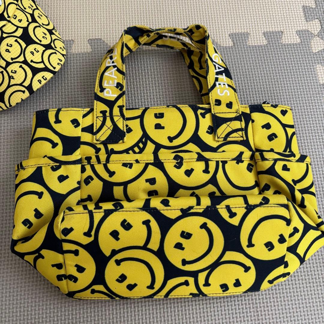 パーリーゲイツ ニコちゃん総柄 カートバッグ サンバイザー セット売り