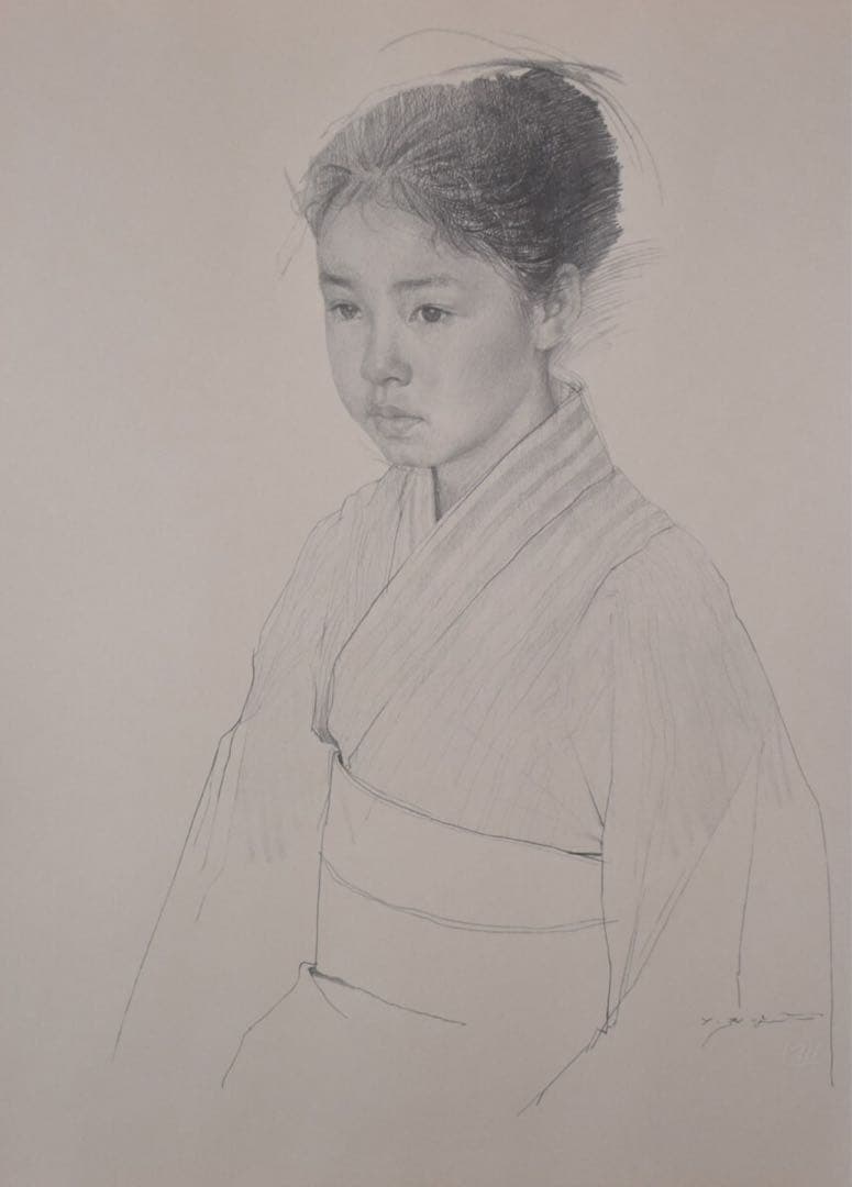 【真作】藤井勉　デッサン「襟」20葉　高級美術印刷 　限定制作