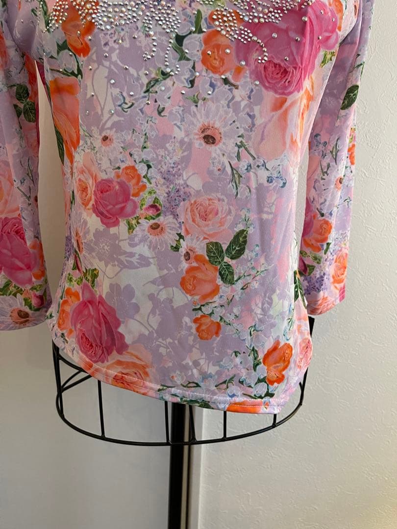 新品❣️未使用❣️タグ付き❣️ ✨社交ダンス　カットソー　ピンク花柄✨