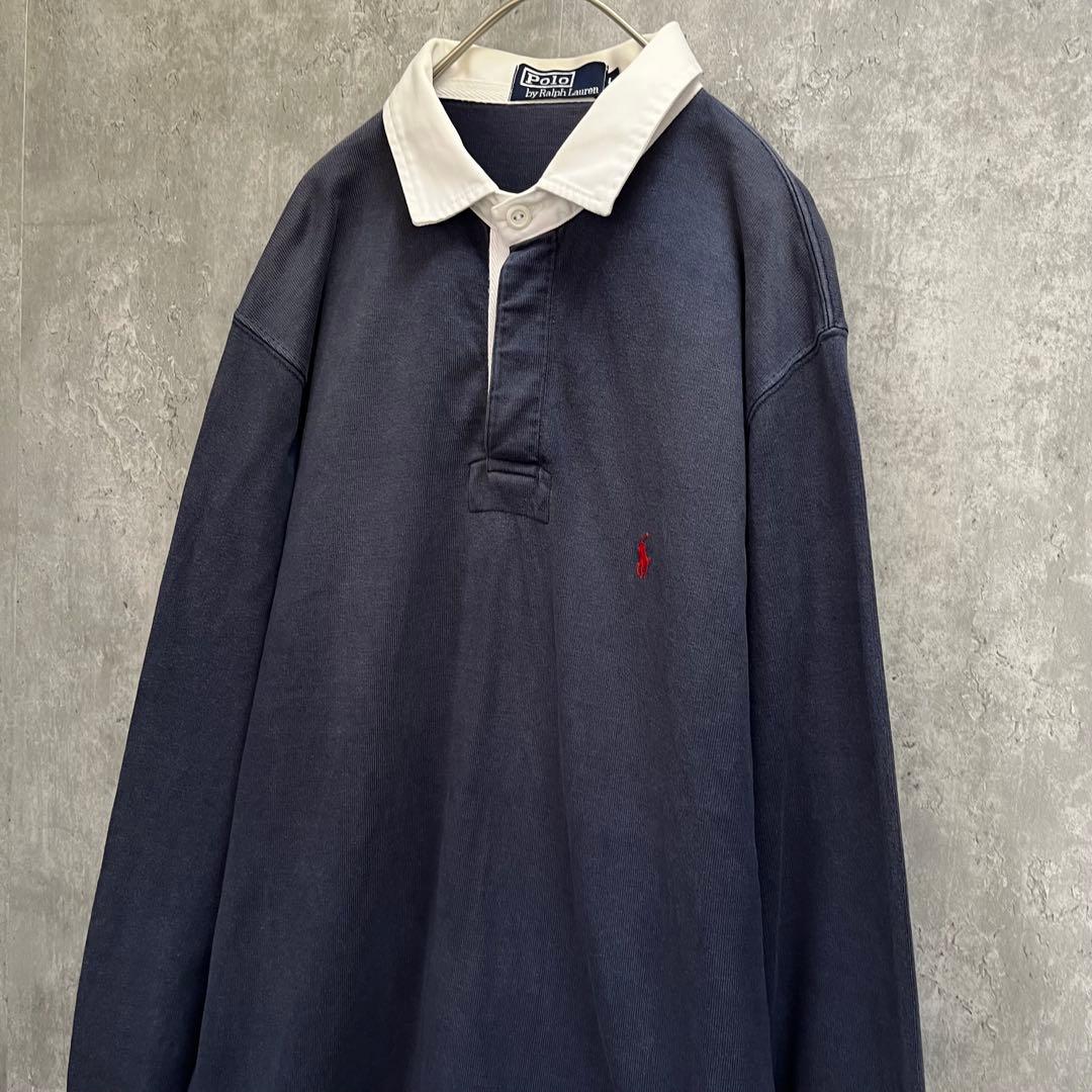 【Lサイズ】ポロ ラルフローレン 長袖 ラガーシャツ 古着 メンズ ポニー