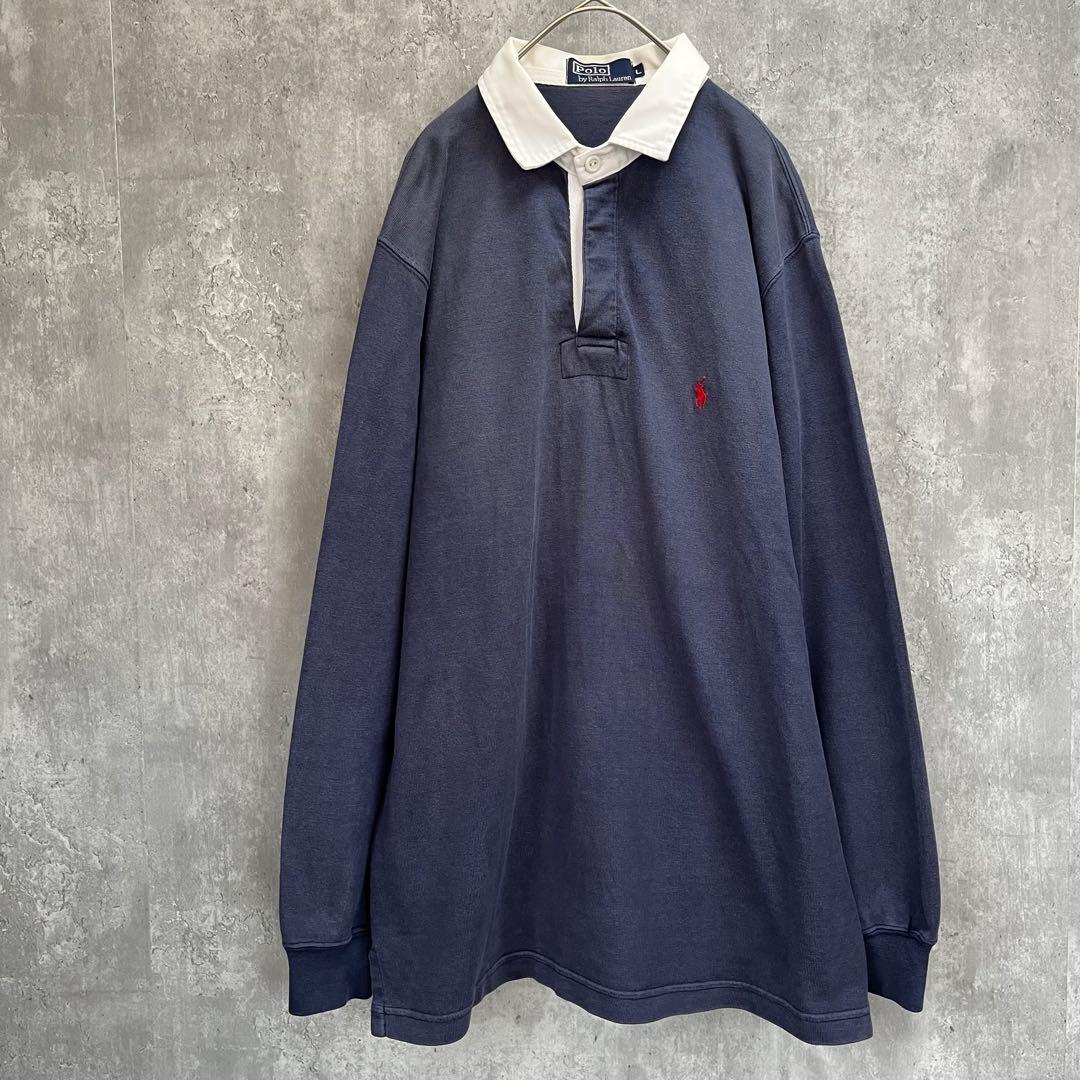 【Lサイズ】ポロ ラルフローレン 長袖 ラガーシャツ 古着 メンズ ポニー
