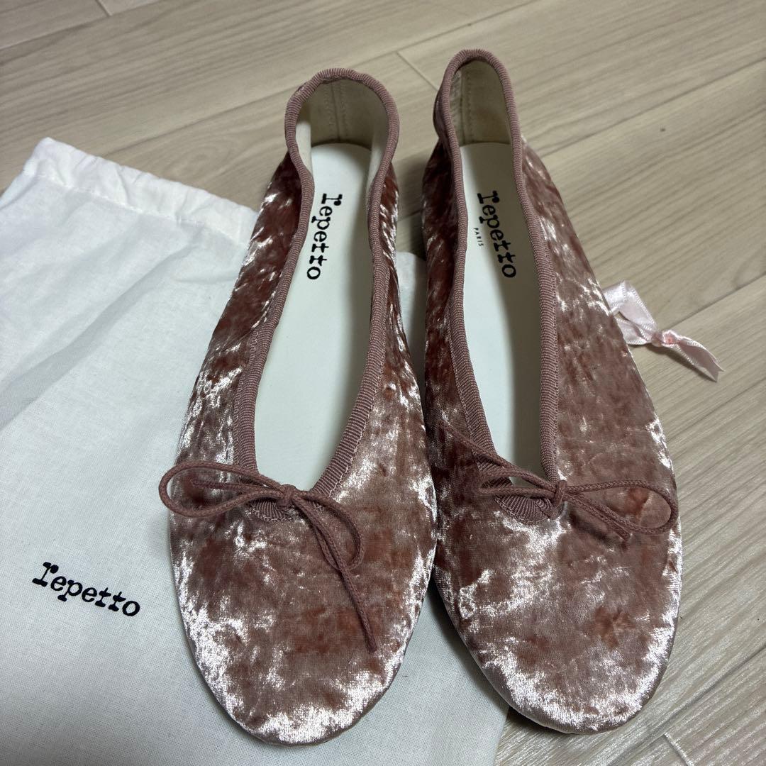 repetto ベルベット バレエシューズ ピンク