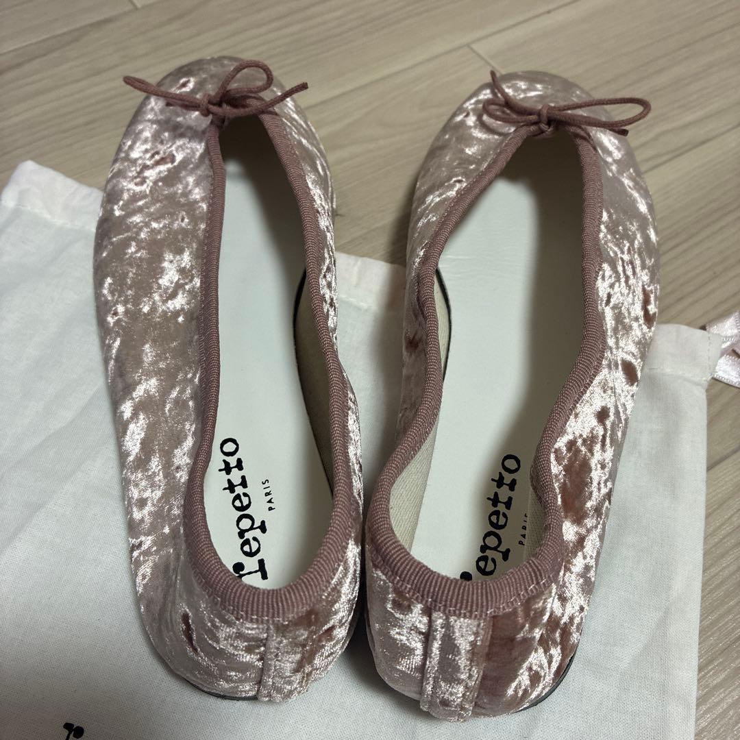 repetto ベルベット バレエシューズ ピンク