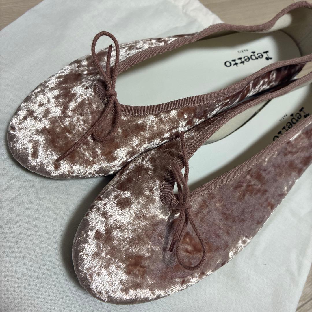 repetto ベルベット バレエシューズ ピンク